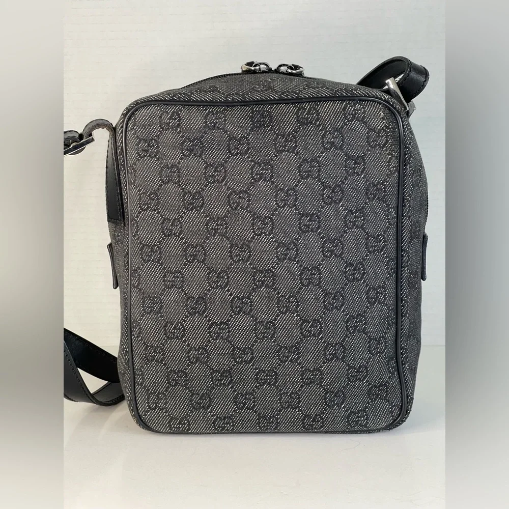 Gucci Black and Gray Monogram Messenger Bag